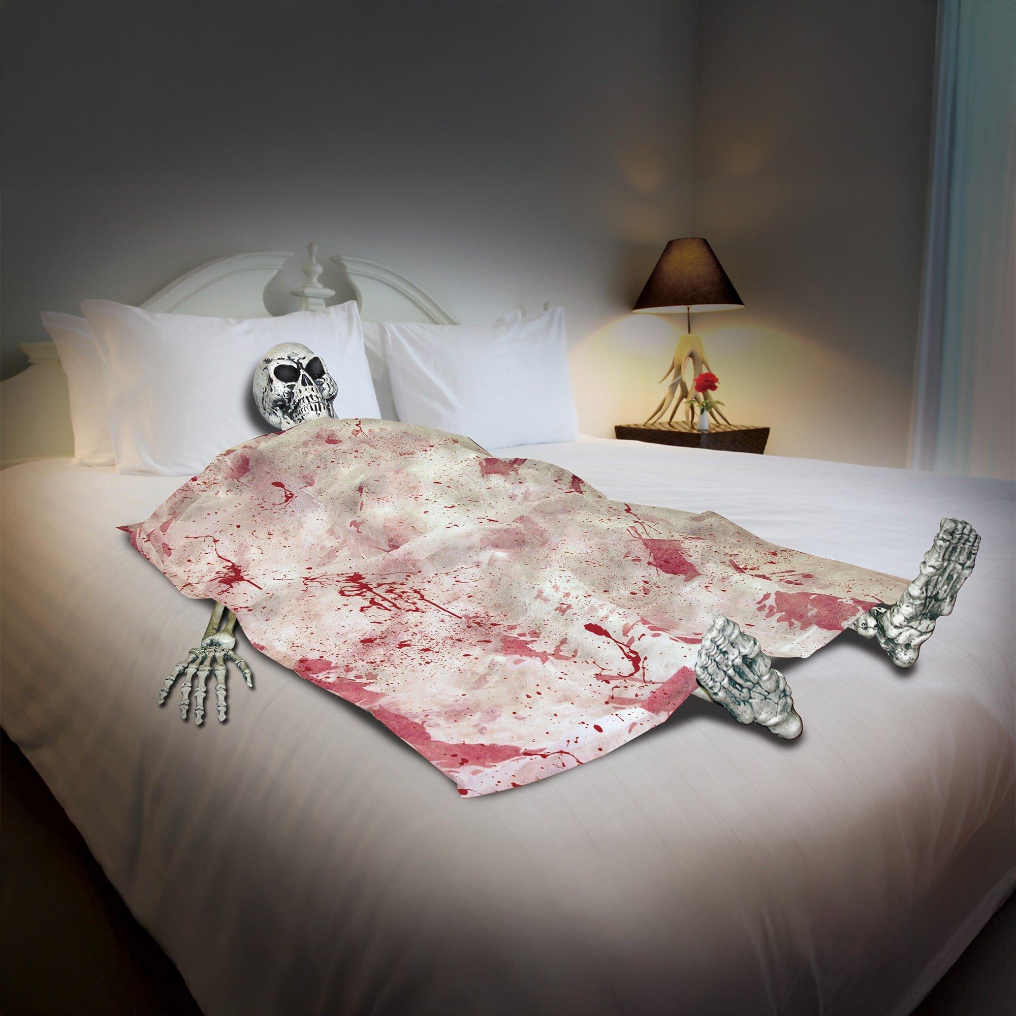 Lifesize Bloody Death Bed Skeleton Decoration