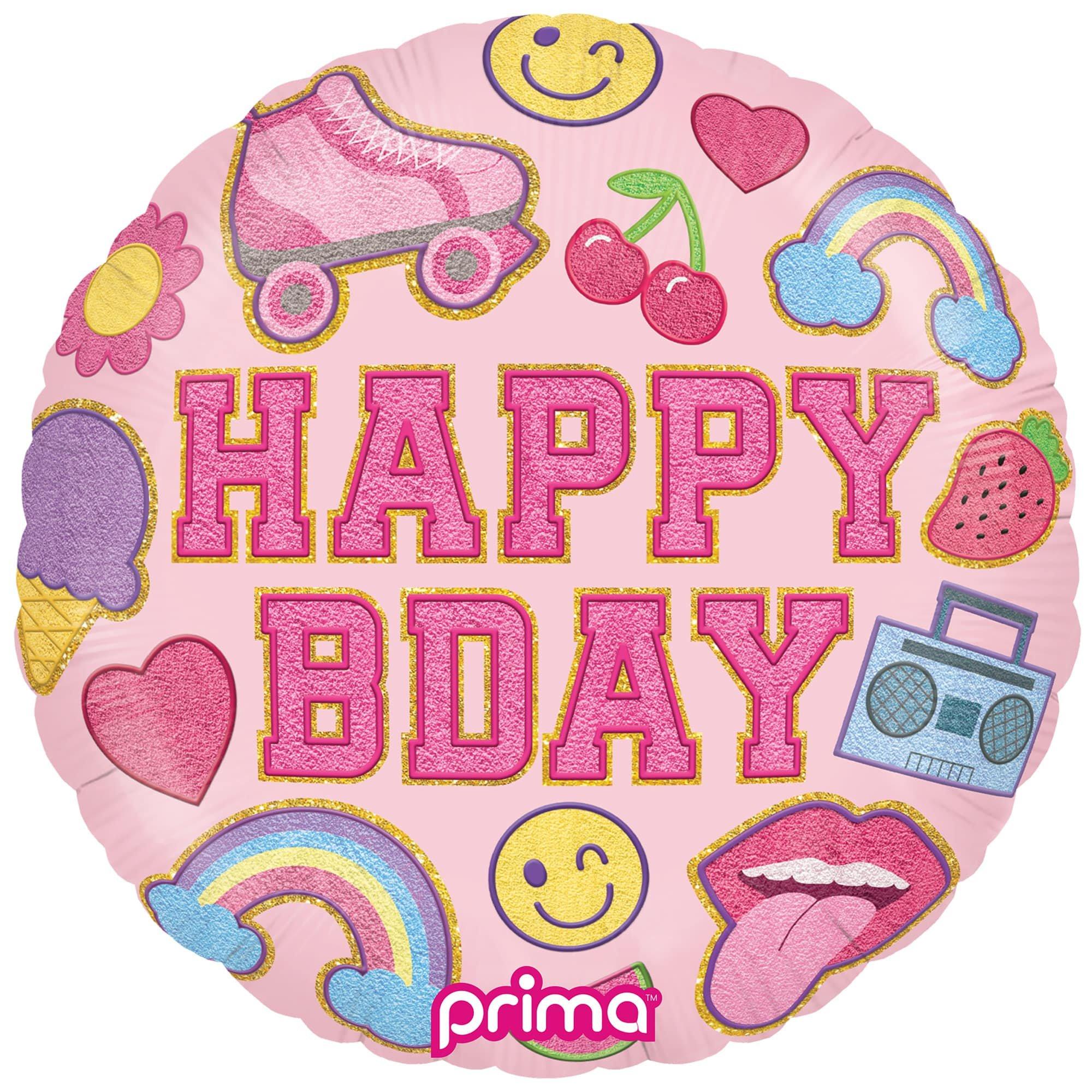 18in Round Birthday Girl Patches Foil Balloon