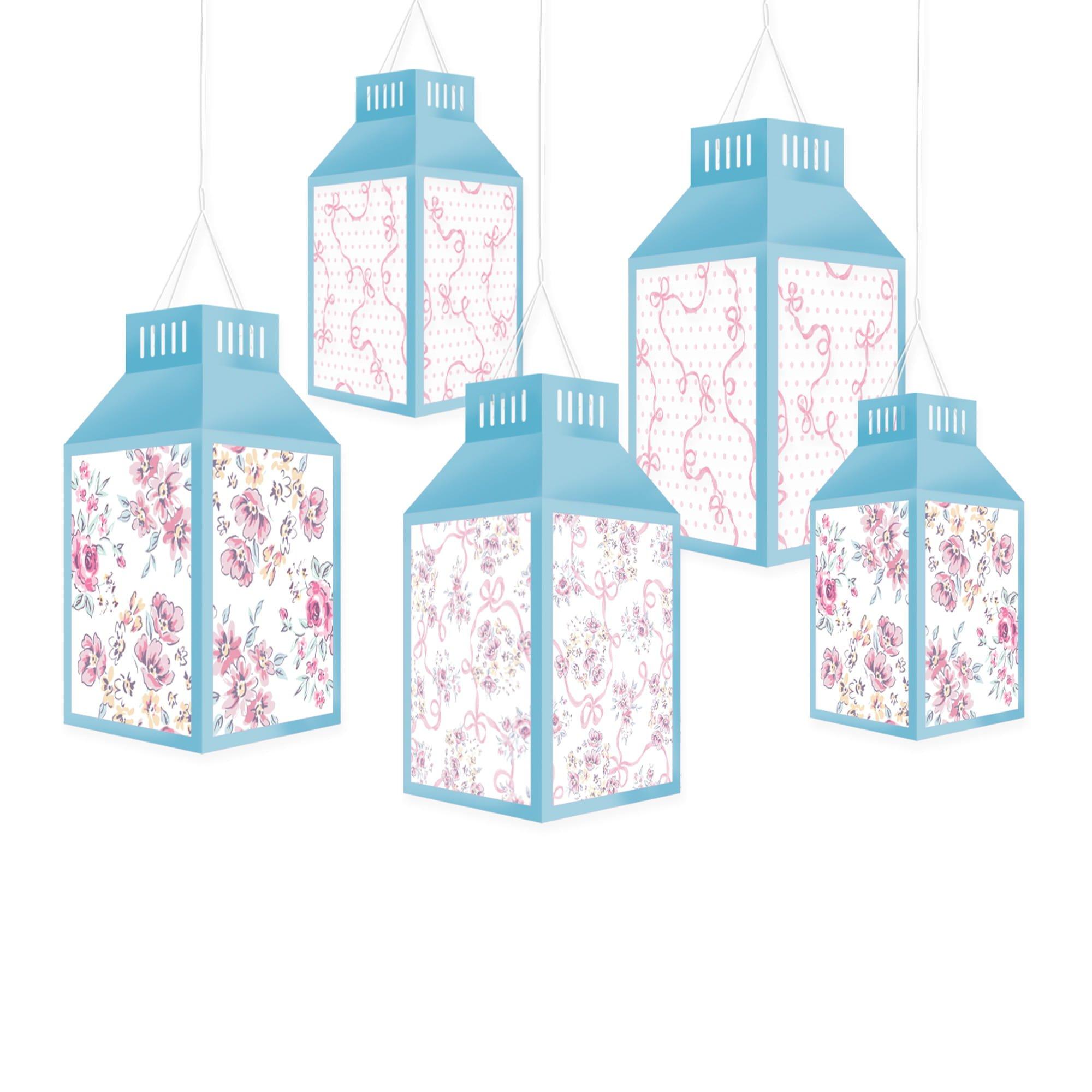 Ribbon and Rose Hanging Lantern Kit, 5pc