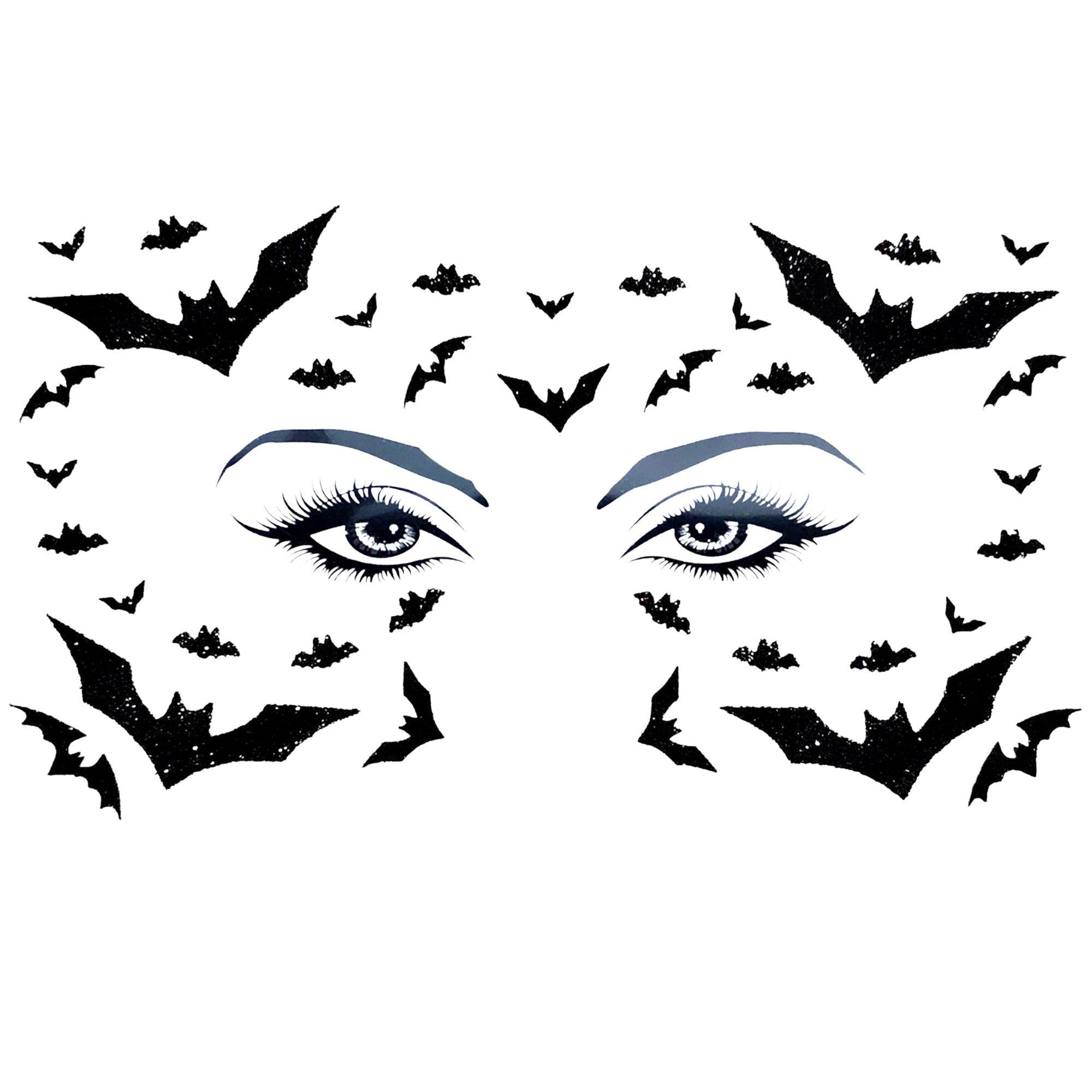 Glitter Black Bat Face Decals, 2pc