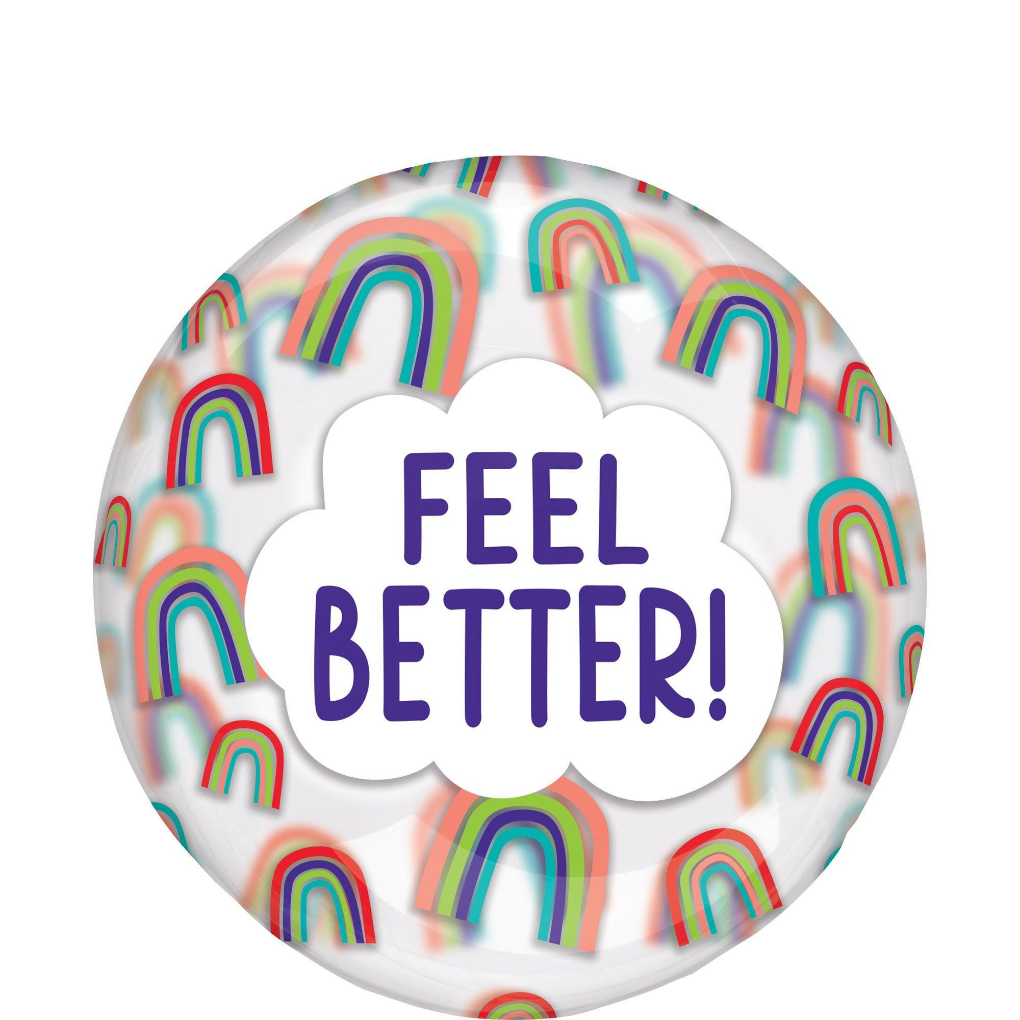 Feel Better Rainbow Plastic Balloon, 18in - Clearz?