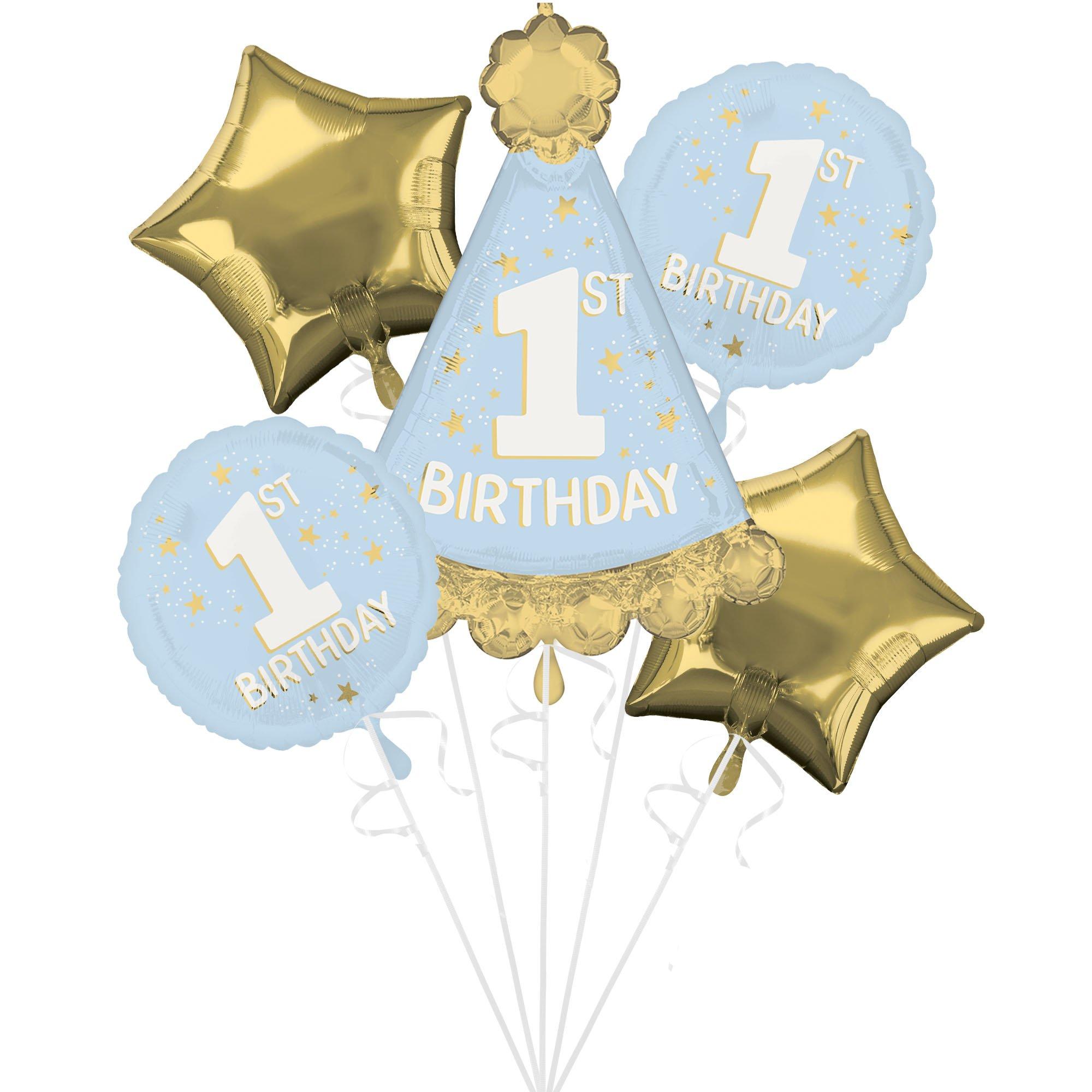 Little Mister One-derful 1st Birthday Foil Balloon Bouquet, 5pc