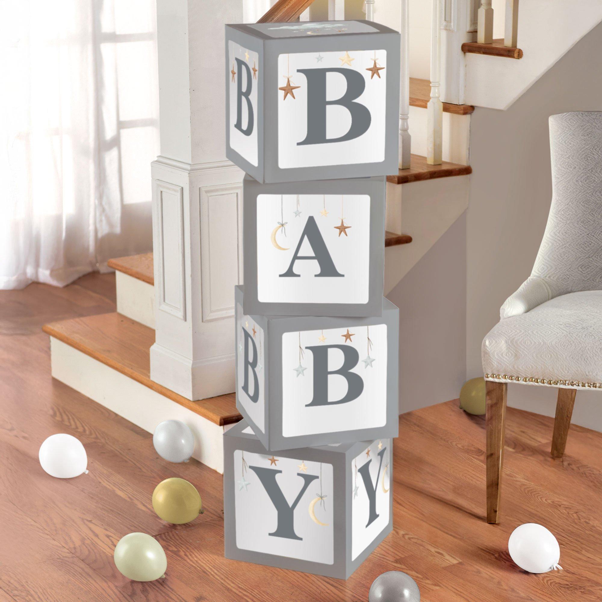 Over the Moon Pop-Up Baby Shower Block Decorations, 4pc