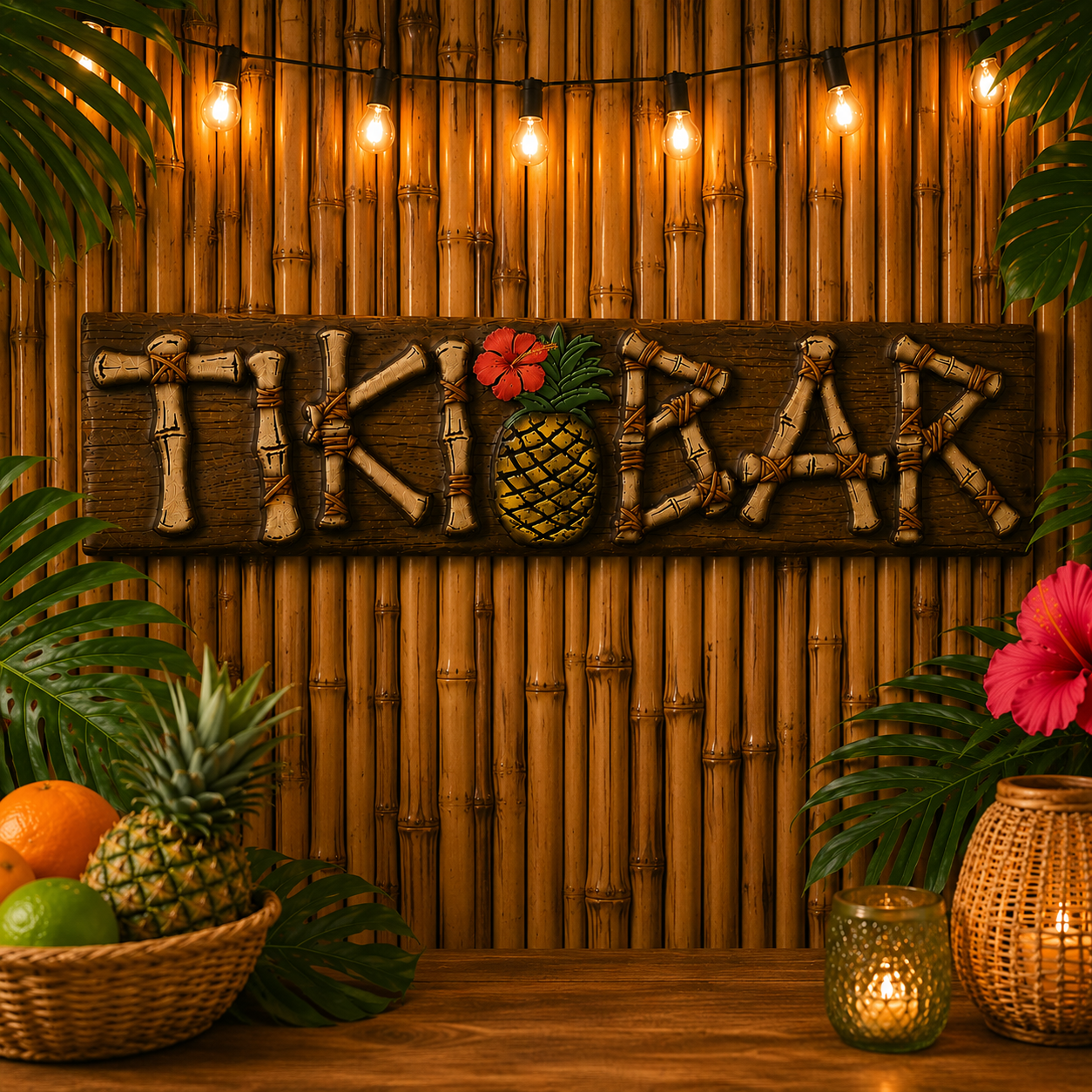 Tiki Bar Vacuform Plastic Sign, 10in x 42in