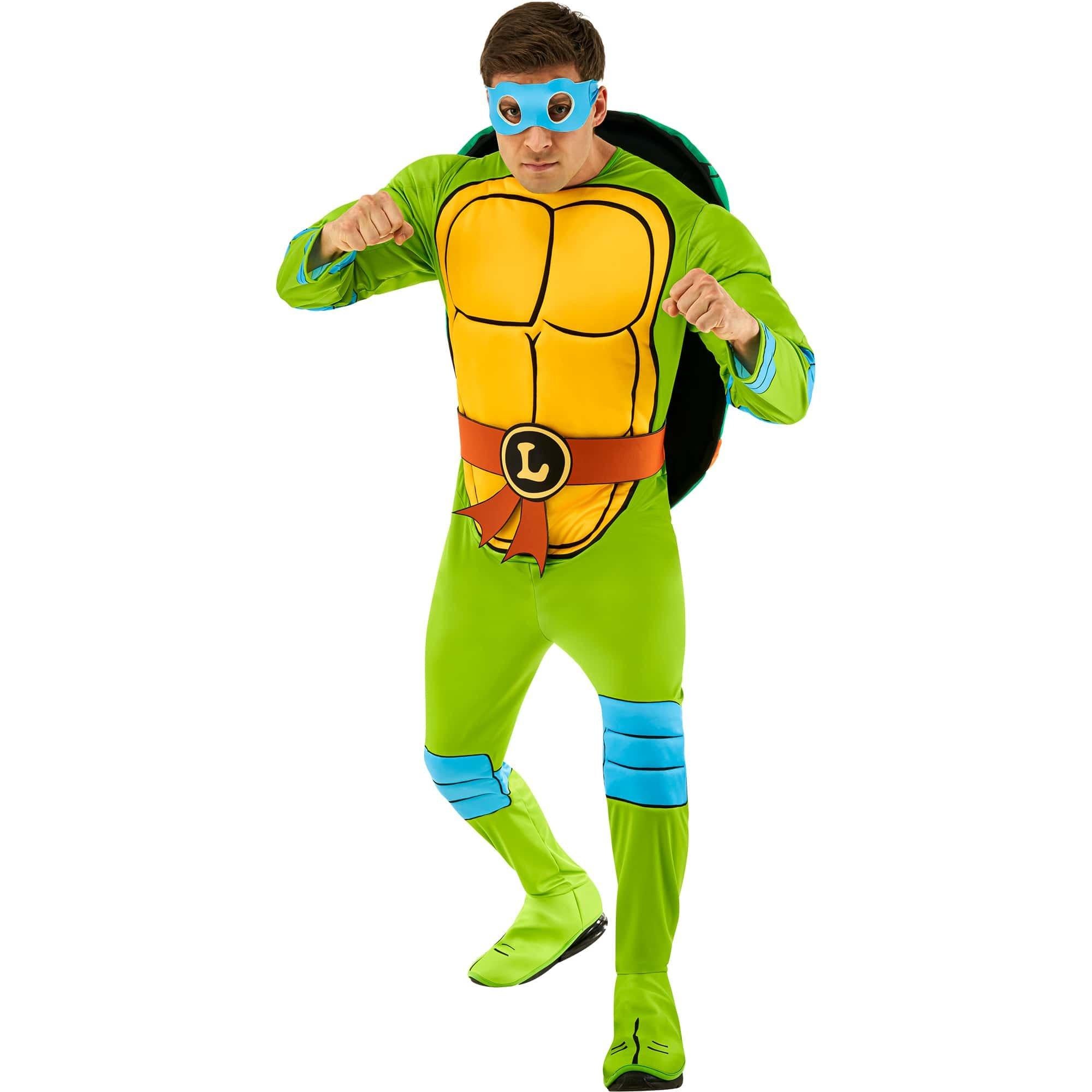 Men's Retro Teenage Mutant Ninja Turtles Leonardo Padded Jumpsuit Costume - Deluxe