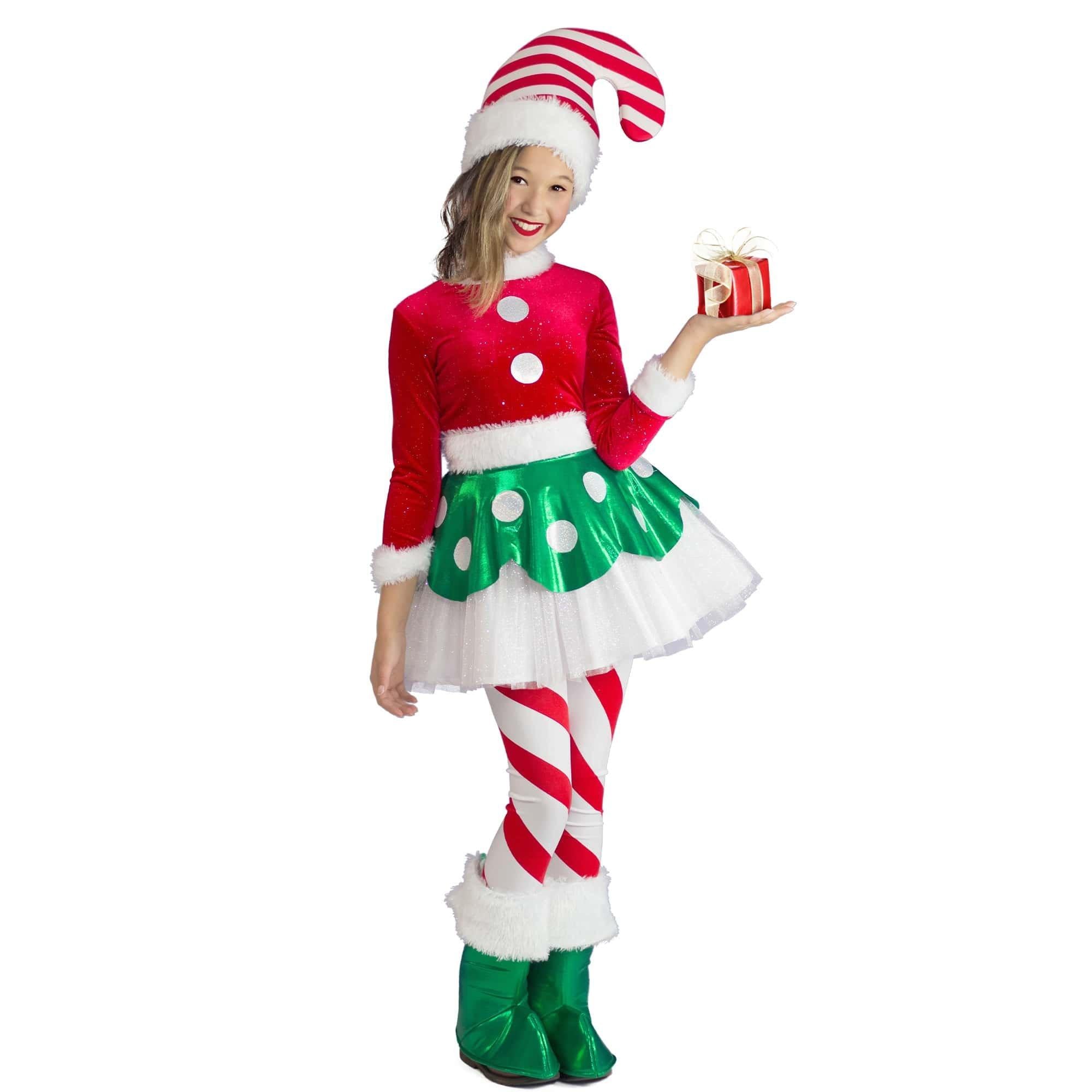 Girls' Candy Cane Princess Elf Costume
